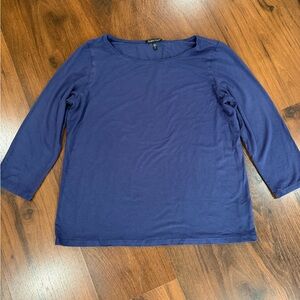 Eileen Fisher Fine Jersey Bateau Neck Top Sz Medium 3/4 sleeves purple